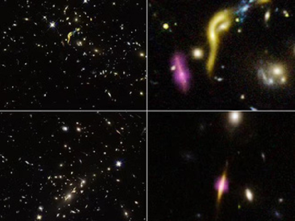 Sử dụng kính thiên văn WM Keck đặt tại Hawaii để quan sát sâu hơn, nhóm nghiên cứu phát hiện ra cụm thiên hà tiền cảnh là SDSS J223010.47-081017.8, cách chúng ta tới 7 tỉ năm ánh sáng.