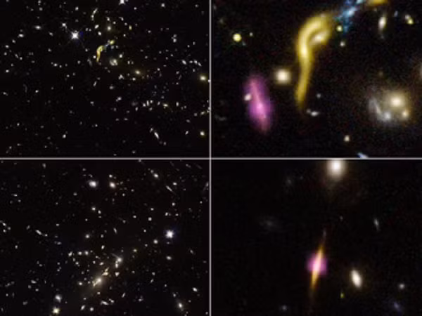 Sử dụng kính thiên văn WM Keck đặt tại Hawaii để quan sát sâu hơn, nhóm nghiên cứu phát hiện ra cụm thiên hà tiền cảnh là SDSS J223010.47-081017.8, cách chúng ta tới 7 tỉ năm ánh sáng.