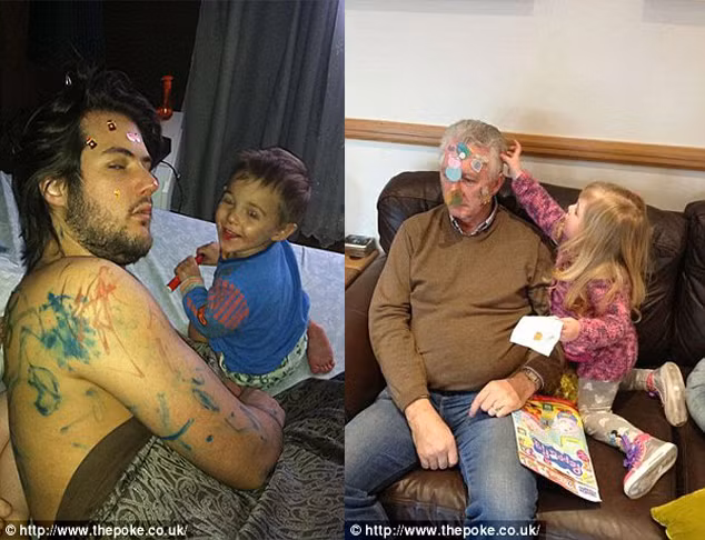 Trẻ sáng tạo khi bố trông con và ông trông cháu.