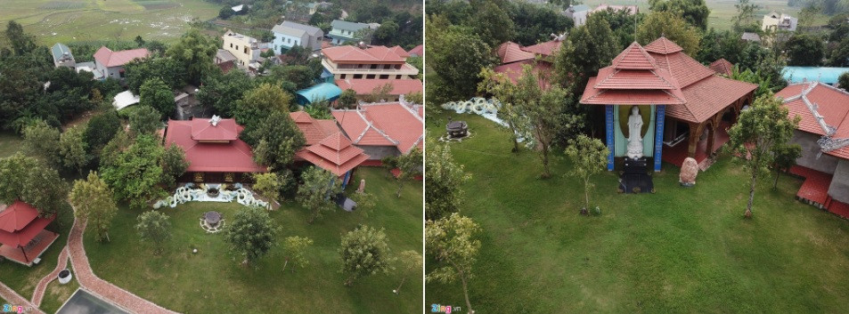 Tuy nhiên khi nhìn cận cảnh, công trình là một quần thể kiến trúc được đầu tư với các lư hương, thềm rồng, tượng phật nguy nga. Theo sư Toàn, công trình này và các diện tích đất ruộng xung quanh có giá trị lên tới 200-300 tỷ đồng.