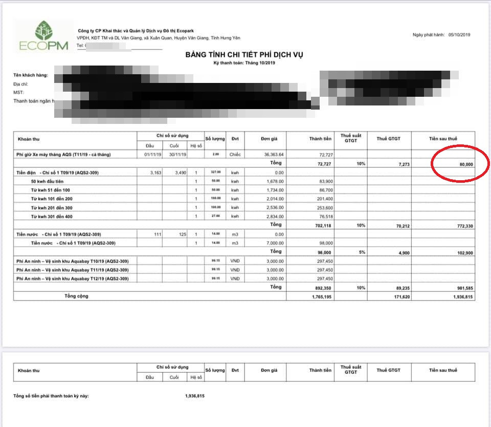 Cư dân Ecopark “tố” ECOPM nhập nhằng tính phí dịch vụ? Cu dan Ecopark “to” ECOPM nhap nhang tinh phi dich vu?