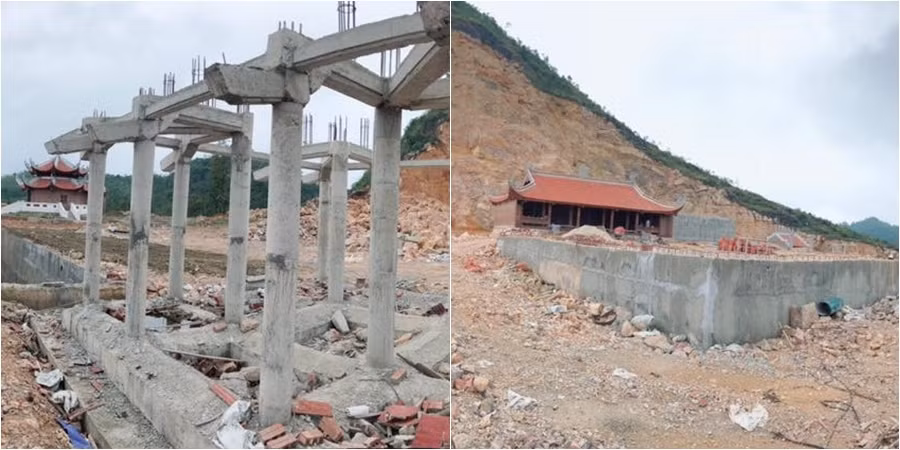 Cận cảnh công trường ngổn ngang của dự án khu du lịch tâm linh Lũng Cú.