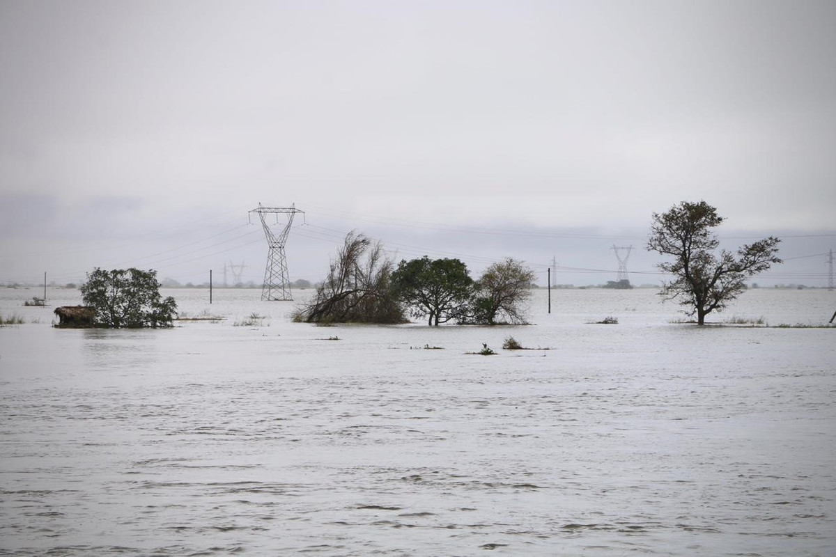 Hàng nghìn ngôi nhà đã bị chôn vùi ở Beira. Thành phố và các khu vực xung quanh không có điện và gần như tất cả đường dây liên lạc đã bị phá hủy. Bệnh viện chính ở Beira bị hư hỏng nặng. Nước lũ đã bao phủ hoàn toàn nhà cửa, cột điện thoại và cây cối. Ảnh: AFP/Getty.