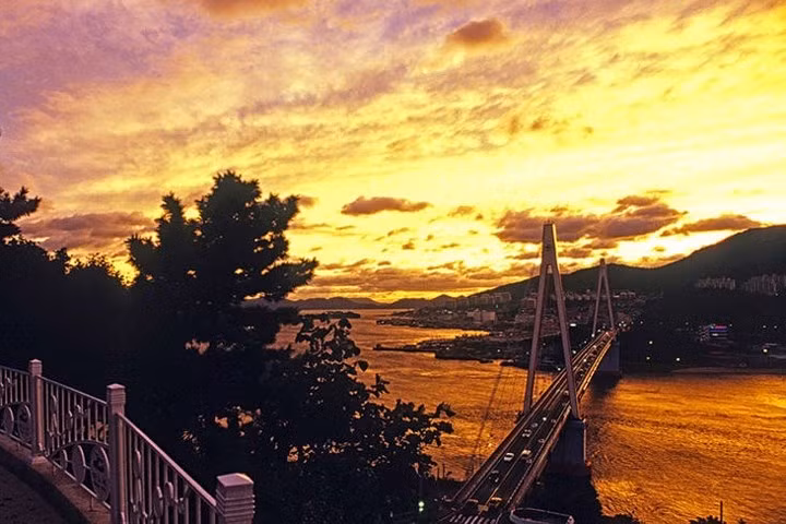 Cầu dây văng dài nhất tại Hàn Quốc này rất phù hợp cho việc tản bộ vào chiều tối.