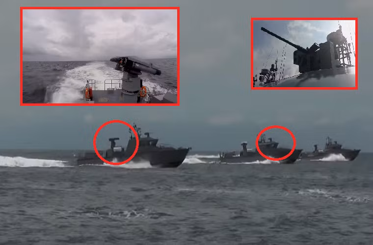 Gói nâng cấp vũ khí từ Israel cho phép các "chiếm hạm" Philippines được trang bị thêm các tên lửa tấn công dẫn đường Spike-ER và trạm vũ khí điều khiển từ xa với súng máy hạng nặng 12.7mm Browning M2. Trong ảnh là vị trí lắp đặt hệ thống tên lửa Typhoon MLS-ER và trạm vũ khí điều khiển từ xa trên các tàu MPAC Mk 3 của Hải quân Philippines. Nguồn ảnh: Hải quân Philippines.