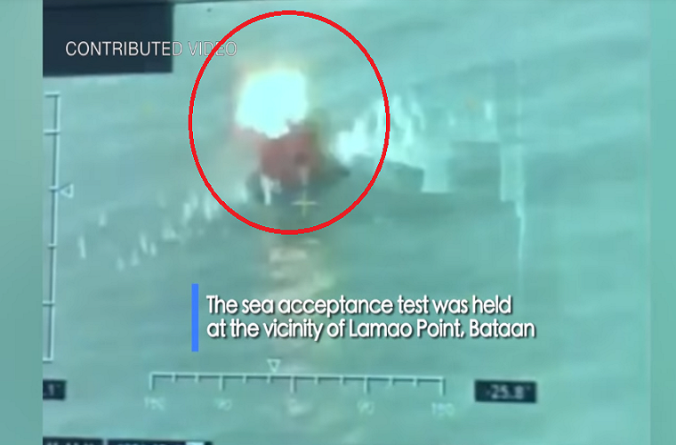 Hình ảnh mục tiêu giả định bị tên lửa Spike-ER trong buổi bắn thử nghiệm của Hải quân Philippines. Nguồn ảnh: Hải quân Philippines.