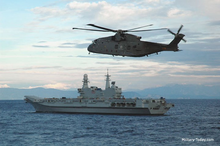 Các loại vũ khí trên tàu sân bay bao gồm 4 x 8 ống phóng tên lửa thẳng đứng MBDA Aster 15 đất đối không.