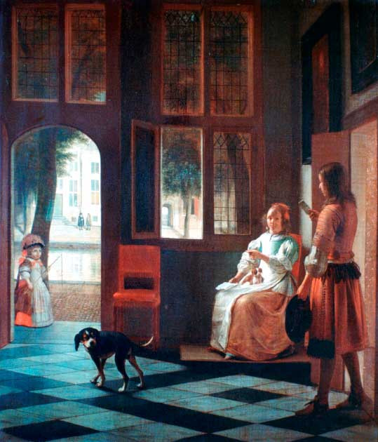 Bức tranh có tên "Man Hands a Letter to a Woman in a Hall" (Người đàn ông trao thư cho một phụ nữ tại đại sảnh) do họa sĩ Pieter de Hooch vẽ năm 1670. Lá thư được vẽ trong tranh khiến một số người cho rằng hình dáng của nó khá khá giống một smatphone hiện đại. Điều này khiến một số người đặt câu hỏi liệu có phải con người đã du hành thời gian từ tương lai trở về năm 1670 và mang theo món đồ hiện đại đó.