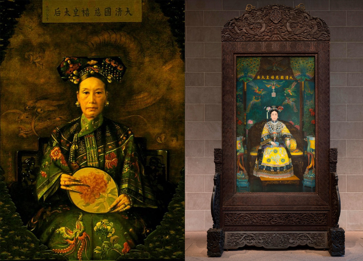 Họa sĩ Katharine được sắp xếp ở lại trong cung để thuận tiện cho việc vẽ tranh. Sau khi hoàn thành bức tranh đầu tiên, nữ họa sĩ bắt tay vào vẽ bức thứ hai. Lần này, Từ Hi Thái hậu mặc y phục màu xanh lá cây, tay cầm chiếc quạt tròn và ngồi trên ghế, phía sau là một rừng tre, trúc.