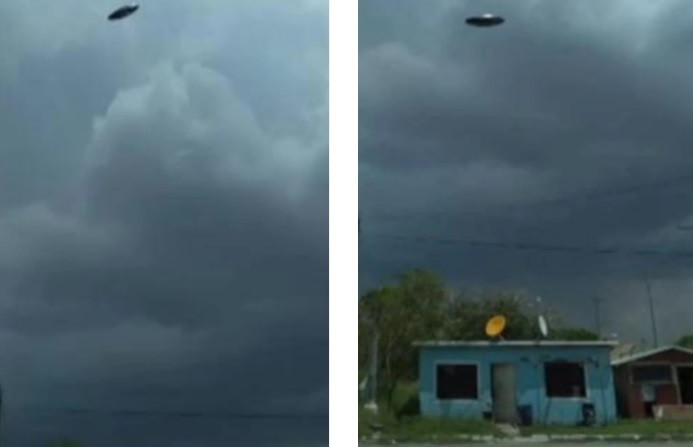 UFO có hình dáng giống một chiếc đĩa. Không ai biết vật thể bí ẩn này xuất hiện từ đâu và di chuyển đến địa điểm tiếp theo nào.