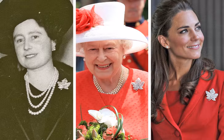 Trâm cài áo hình lá phong được truyền qua nhiều thế hệ của hoàng gia Anh. Nữ hoàng Elizabeth II, Công nương Kate Middleton... từng sử dụng chiếc trâm này.