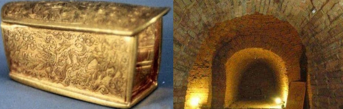 Bên ngoài chiếc quan tài được chạm khắc các hoa văn tinh xảo, bao gồm một số hình vẽ Phật giáo. Từ đây, các chuyên gia suy đoán chủ nhân của chiếc quan tài có thể là một nhân vật có địa vị khá cao trong xã hội như quan chức triều đình hoặc giới quý tộc. Người này có thể là một Phật tử.