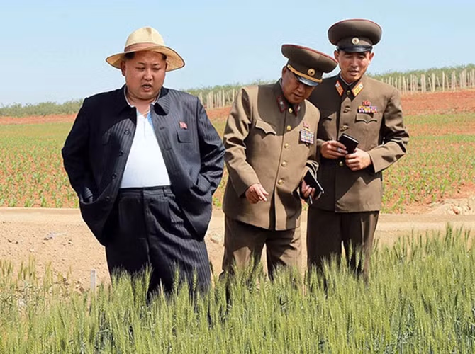 Lãnh đạo Triều Tiên Kim Jong-un đi thăm một trang trại nghiên cứu giống cây của Quân đội Nhân dân Triều Tiên. Đây là một trong hàng loạt chuyến đi thị sát các doanh nhiệp nhà nước gần đây của ông Kim Jong-un.
