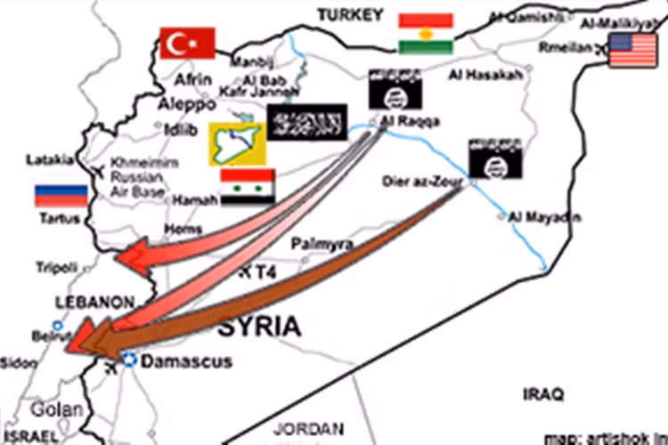 Kế hoạch chuyển quân của cái gọi là Nhà nước Hồi giáo. Ảnh: DEBKAfile
