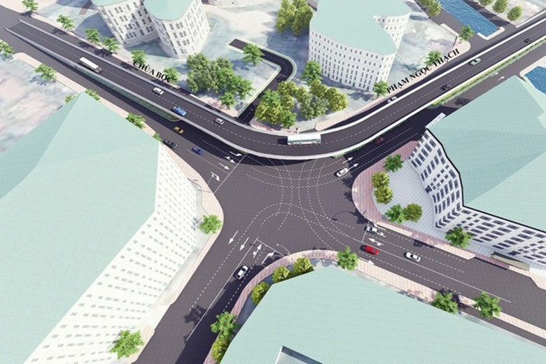 Cầu vượt chữ C có tổng mức đầu tư khoảng 147 tỷ đồng, dự kiến hoàn thành vào tháng 6/2022. (Ảnh: Phối cảnh dự án).