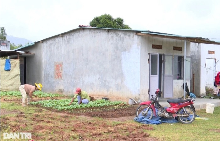 Hiện nay, khu tái định cư có hơn 60 căn hộ nhưng chỉ có gia đình anh A Nhong (SN 1987) và chị Y Nhung (SN 1992) ở. Cuộc sống ban đầu khi quay trở lại của gia đình còn khó khăn. (Ảnh: Dân Trí).
