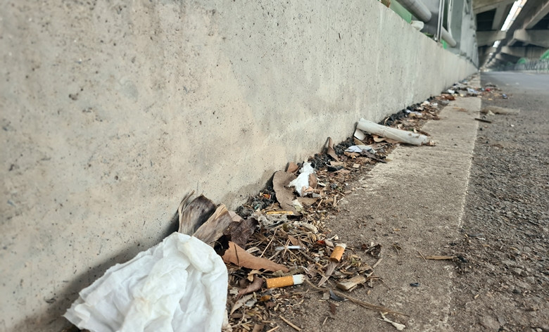 Cây cầu trở thành nơi tập kết rác trông nhếch nhác, mất mỹ quan đô thị.