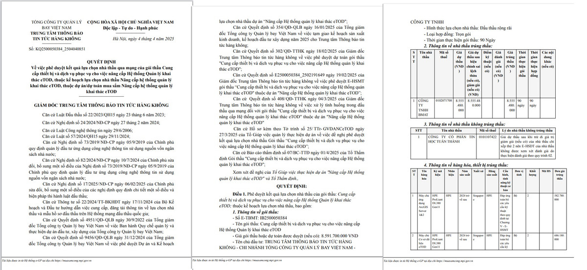 Cty Bmat trung goi cung cap thiet bi cho TT thong bao tin tuc hang khong