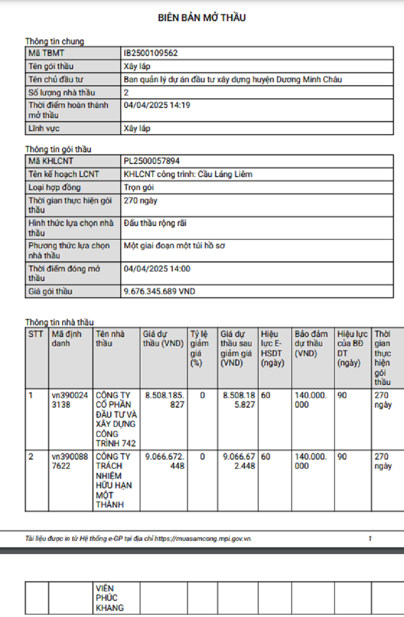 Tây Ninh: Cty Công trình 742 có thắng thế tại gói thầu xây lắp Cầu Láng Liêm? Tay Ninh: Cty Cong trinh 742 co thang the tai goi thau xay lap Cau Lang Liem?