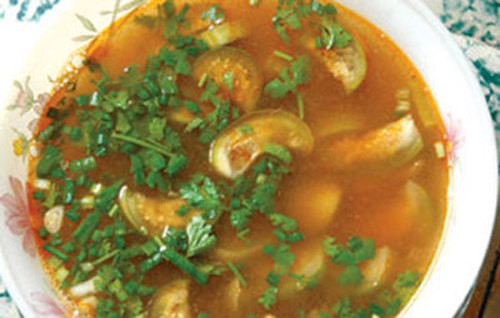 Canh cà đắng: Người dân tộc Tây Nguyên – Đắc Lắc, Đắc Nông thường dùng cà đắng chế biến món ăn trong các bữa cơm để phòng và chữa bệnh thống phong, thấp khớp hay đau nhức. Cây cà đắng mọc hoang trên nương rẫy rồi được trồng nhiều trong vườn, hầu như nhà của người Ê Đê nào cũng có trồng cà đắng.