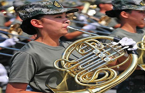 Đội quân nhạc gồm nhiều nhạc cụ khác nhau.