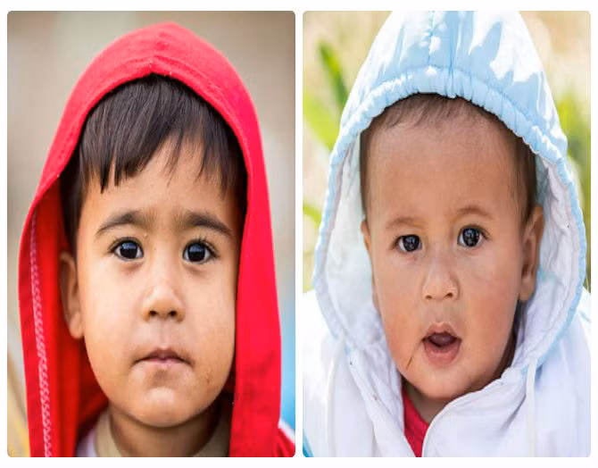 Gương mặt ngây thơ của những em bé theo gia đình rời khỏi đất nước đang chìm trong chiến sự để tới châu Âu.