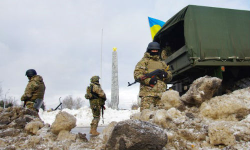 Lực lượng lính gác đặc biệt tại thành phố Odessa miền nam Ukraine vào ngày 5/1/2015.