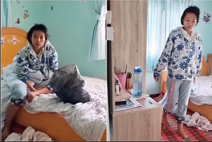 Hang xom vang nha, nguoi phu nu len vao an ngu hon nhien