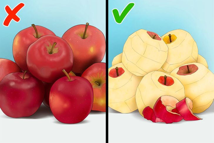 5. Gọt trái cây trước khi ăn: Người dân ở Italia thường không ăn trái cây cả vỏ bao giờ bởi họ lo ngại hoa quả thường bị tồn dư thuốc trừ sâu trên vỏ, ngay cả khi đã rửa sạch.