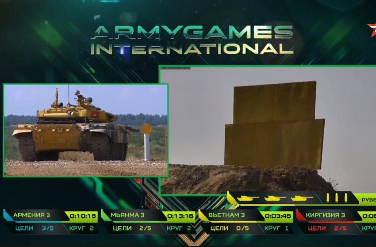 Đội Việt Nam bước vào bài bắn pháo 125mm ở phút 3,45. Nguồn ảnh: Tzvezda