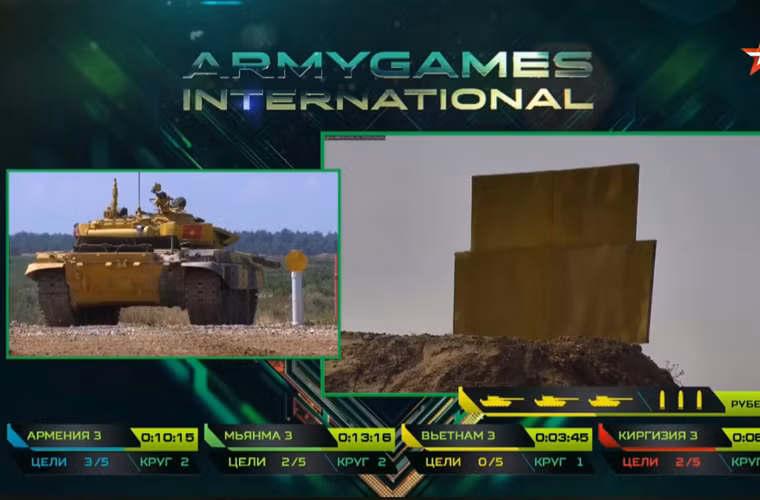 Đội Việt Nam bước vào bài bắn pháo 125mm ở phút 3,45. Nguồn ảnh: Tzvezda