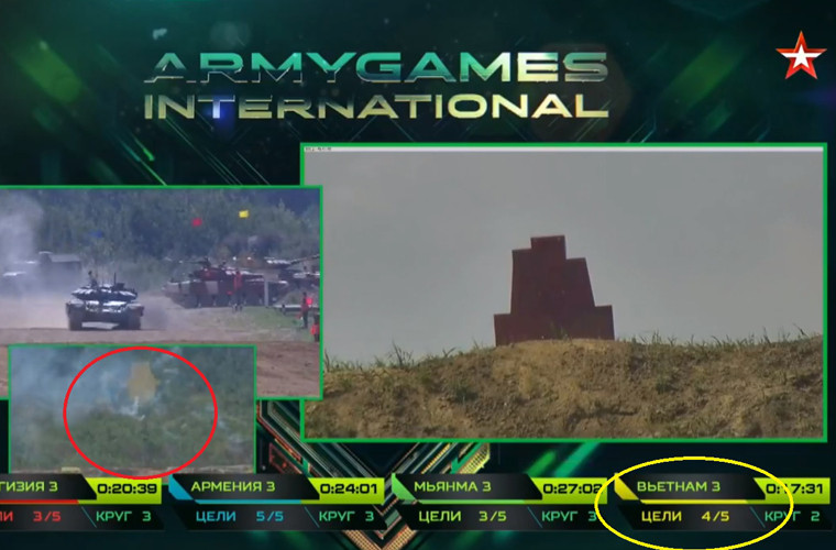 …chính xác tuyệt vời của tuyển Việt Nam vào trực thăng “địch”. Đây cũng là lần đầu tiên Việt Nam bắn hạ mục tiêu này trong kỳ thi Tank Biathlon 2018. Nguồn ảnh: Tzvezda