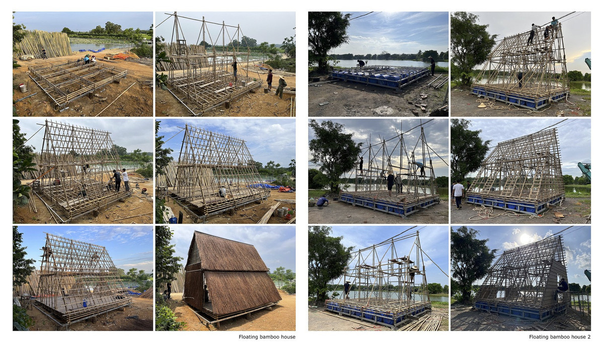Mô hình ngôi nhà bằng tre, thân thiện với môi trường, thích ứng với biến đổi khí hậu vùng ngập nước.