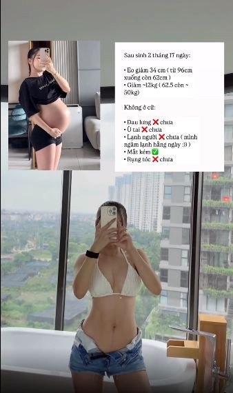 Ngoài vết sẹo mổ nhàn nhạt ở bụng, cơ thể của bà xã Đặng Văn Lâm gần như không có dấu hiệu gì của mẹ bỉm sữa trong suy nghĩ của nhiều người.