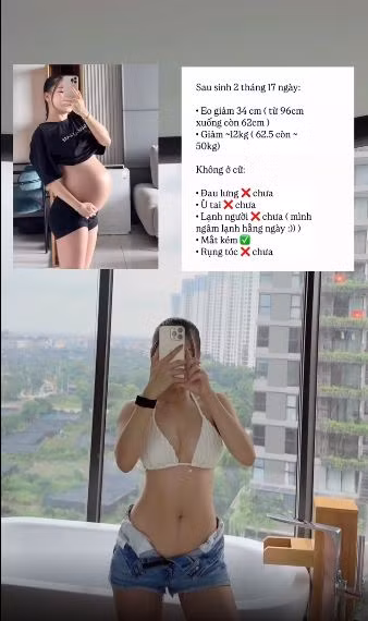 Ngoài vết sẹo mổ nhàn nhạt ở bụng, cơ thể của bà xã Đặng Văn Lâm gần như không có dấu hiệu gì của mẹ bỉm sữa trong suy nghĩ của nhiều người.