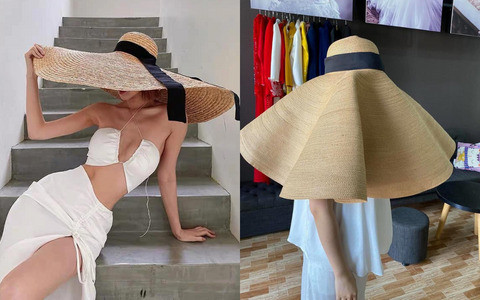 Chiếc mũ rộng vành như siêu mẫu trên ảnh và thực tế.