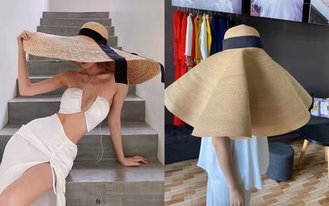 Chiếc mũ rộng vành như siêu mẫu trên ảnh và thực tế.