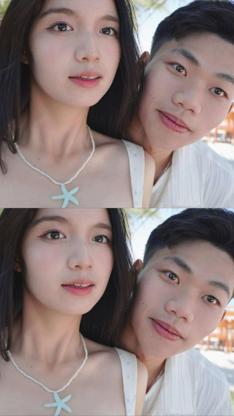 Đáng chú ý hơn cả là sự xuất hiện của bạn trai bên cạnh, cả hai diện đồ ton-sur-ton trắng, tạo nên một “couple visual” vô cùng cuốn hút. Ánh mắt, nụ cười và cử chỉ tự nhiên của cặp đôi khiến người xem không khỏi tan chảy bởi sự ngọt ngào và ăn ý.