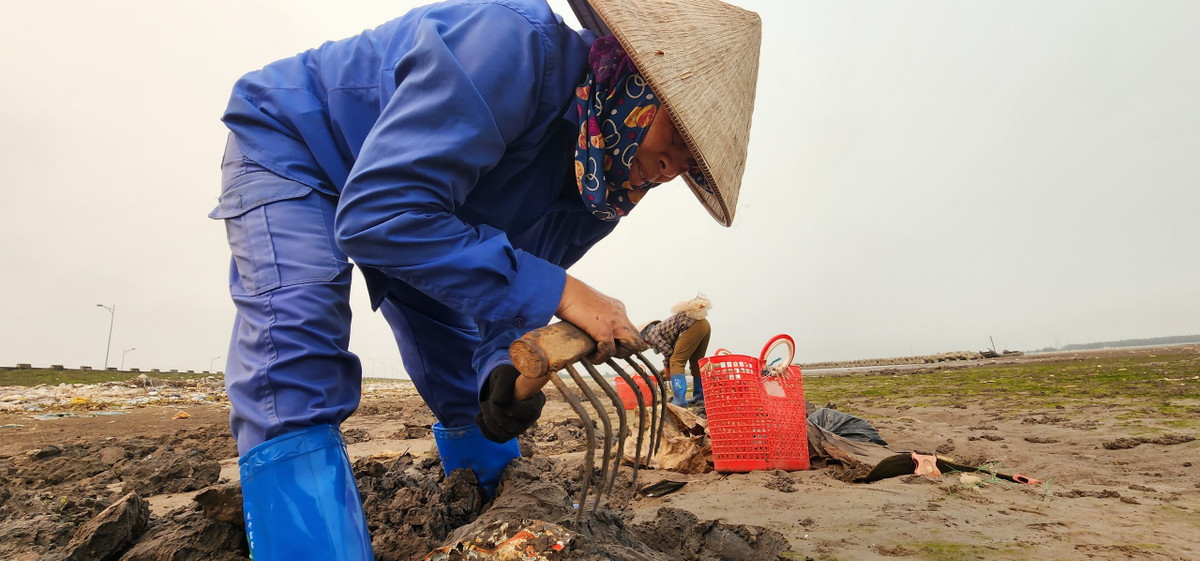 Dụng cụ mót gion chỉ đơn giản, thô sơ gồm một chiếc cào không cán, một chiếc làn đựng gion.