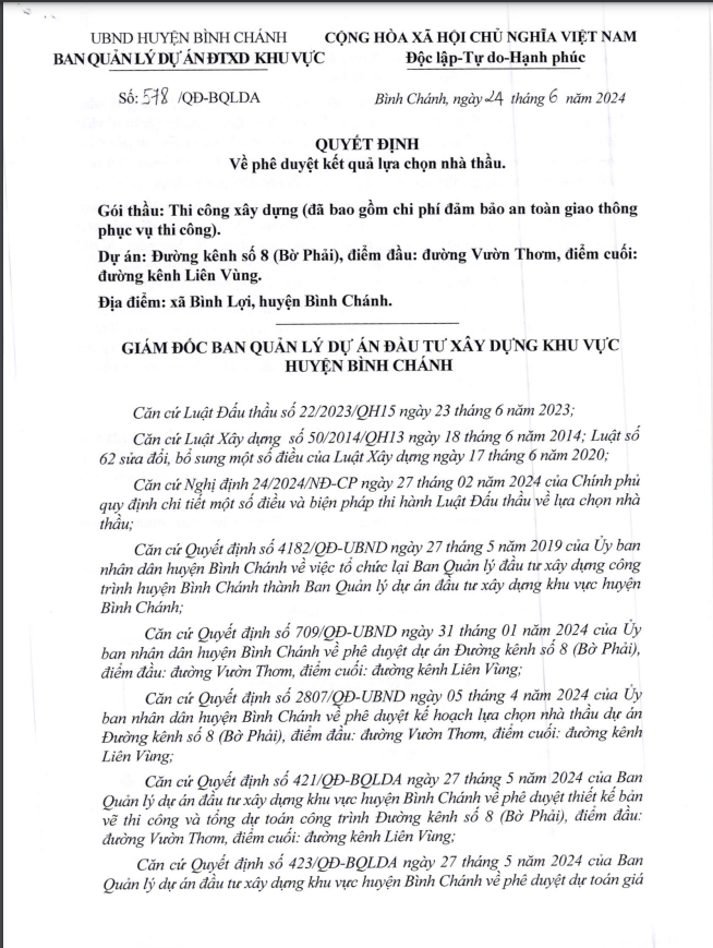 TP HCM: Diem danh nhung goi thau cua Giao thong Sai Gon tai Binh Chanh