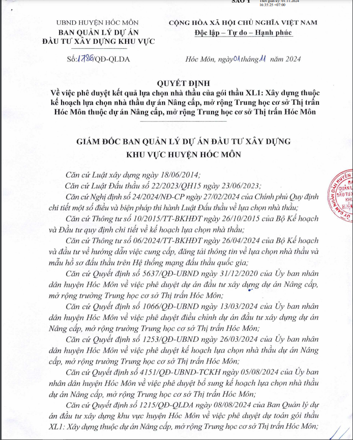 TP HCM: Huyen Hoc Mon da tim duoc nha thau xay dung truong THCS Thi tran