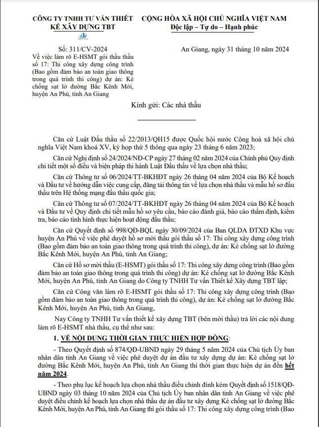 An Giang: Gói thầu xây kè đường Bắc Kênh Mới vướng tiêu chí khó An Giang: Goi thau xay ke duong Bac Kenh Moi vuong tieu chi kho