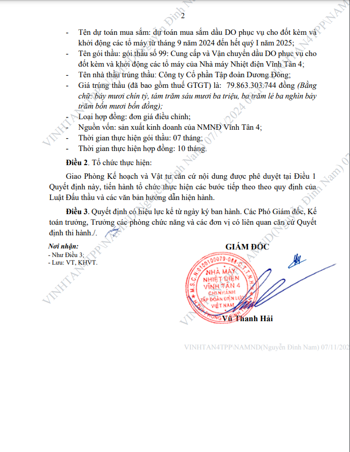 Nhiet dien Vinh Tan 4: Goi cung cap, van chuyen dau DO gan 88 ty da co chu-Hinh-2