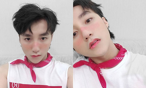 Hình ảnh với tông trang điểm màu hồng và chấm tàn nhang gây chú ý của Sơn Tùng M-TP.