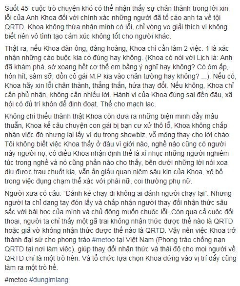 Đan Lê chỉ ra những biện minh đầy mâu thuẫn của Phạm Anh Khoa khiến nhiều mỹ nhân Việt đồng tình.