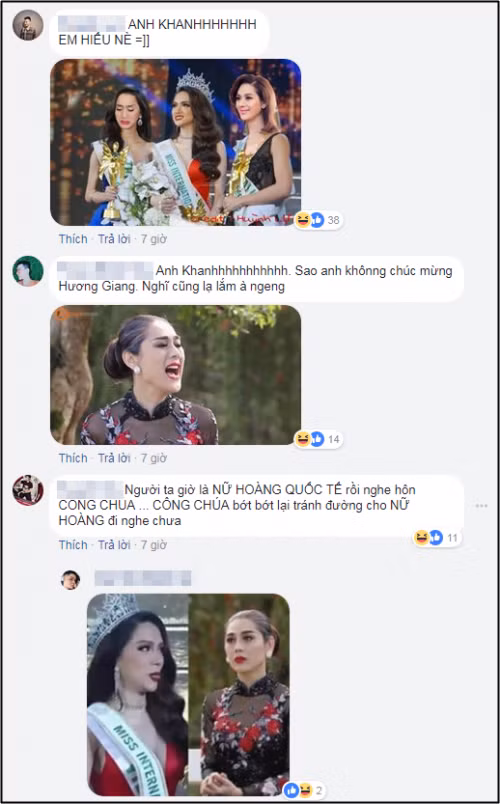 Dù chưa có bất kỳ hoạt động hay thân thiết với nhau từ trước, tuy nhiên, việc “công chúa” Lâm Khánh Chi lên tiếng “bóc phốt” Hương Giang ăn nói vô lễ, hỗn hào… khiến người hâm mộ Hương Giang không khỏi tức tối. Việc gây bão dư luận của Lâm Khánh Chi trước đây cũng khiến cộng đồng mạng có cái nhìn không tốt về bản thân khi cùng là người chuyển giới nhưng cô lại có những bình luận đả kích đàn em.