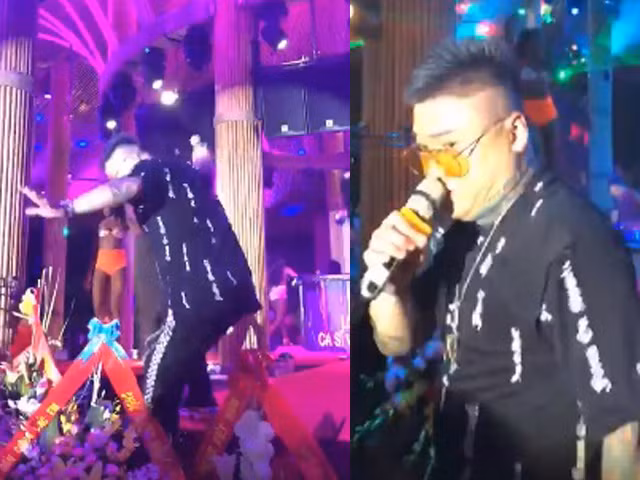 Sau cú ngã, Vũ Duy Khánh vẫn đứng dậy tiếp tục hát.