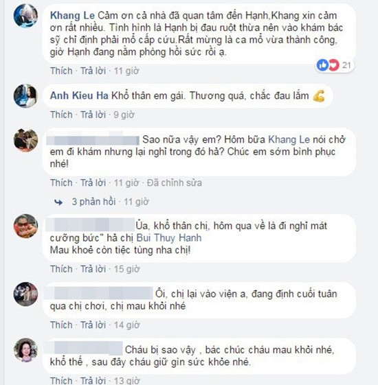 Chồng của cô cũng chia sẻ tình hình sức khỏe hiện tại của cô ngay sau khi ca mổ thành công.