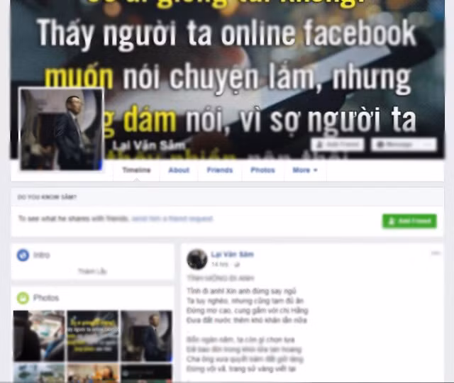 Facebook giả mạo nhà báo Lại Văn Sâm.
