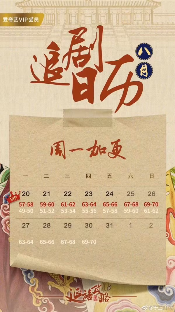 Lịch phát sóng phim Diên Hi công lược trên trang phát hành phim chính thức Iqiyi .